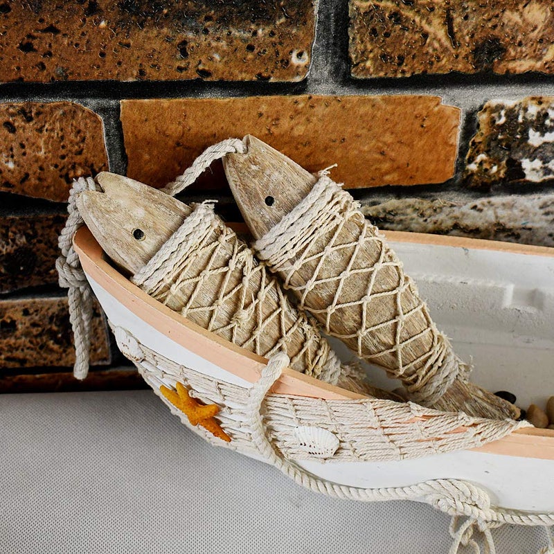 Attraction Design Rustic Nautical Wooden Fish Decor - Hanging Fish Sculpture for Wall, Beach Theme Home Decor - Bedroom, Bathroom, Lake House (S) - Image 2
